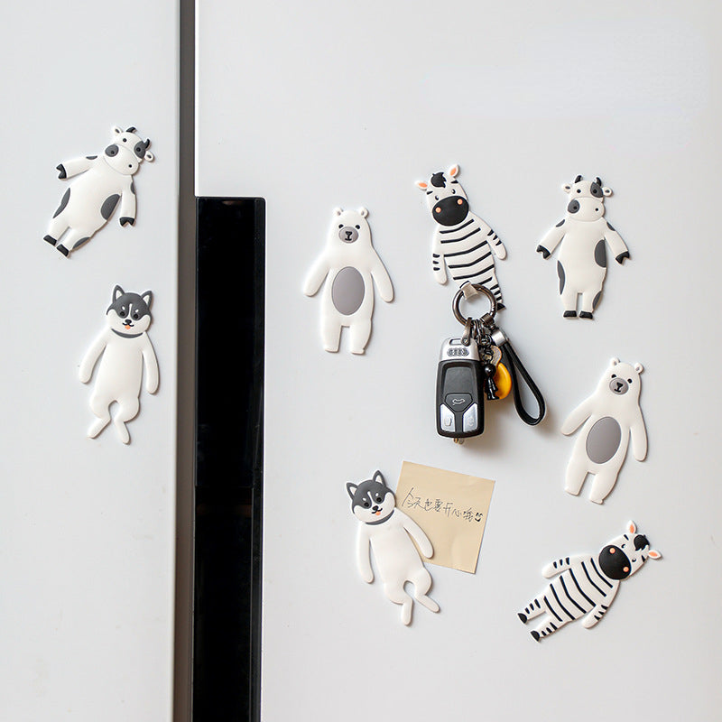 4 cute animal fridge stickers (bear+cow+zebra+dog)