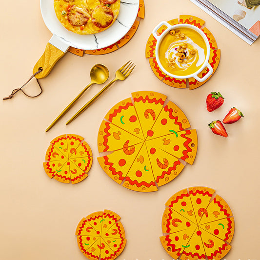 Cartoon creative pizza PVC table mat set (large 1 medium 1 small 3 / set)