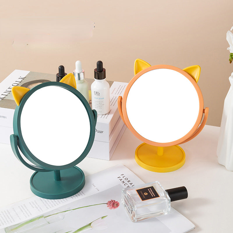 Fun cat ear desktop cartoon portable makeup mirror