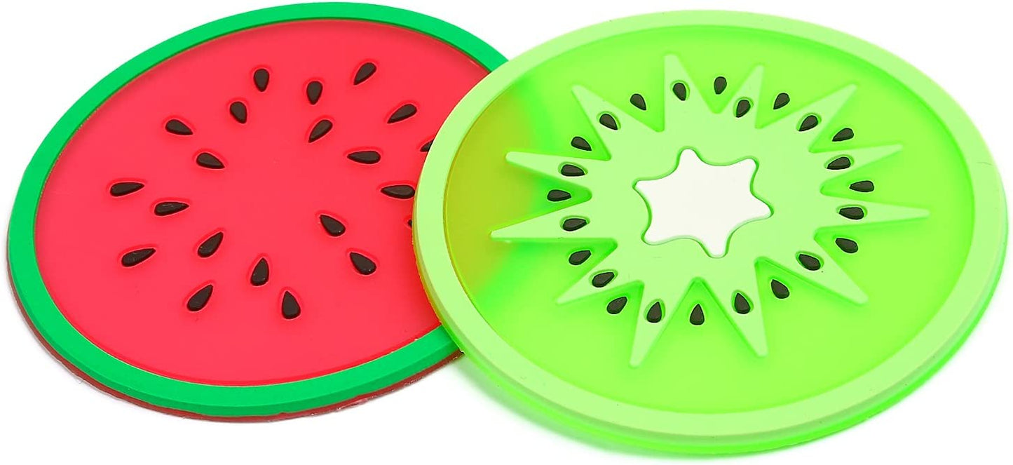 Colorful jelly color fruit shape soft rubber coaster set(7pcs)