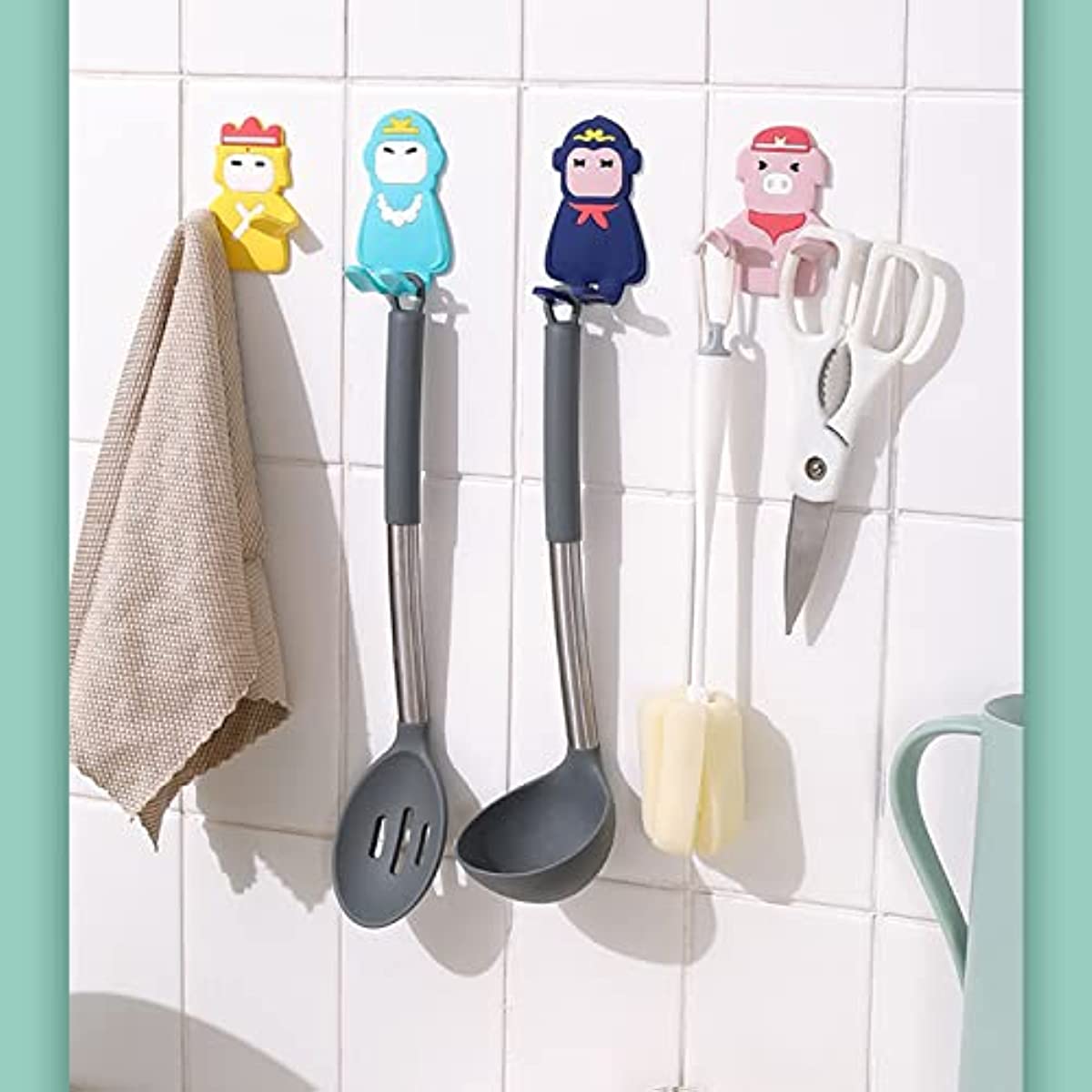 Creative Journey to the West Character Soft Rubber Sticky Hooks (4pcs/set)