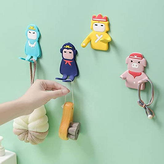 Creative Journey to the West Character Soft Rubber Sticky Hooks (4pcs/set)