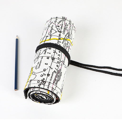 Map canvas print simple roll pencil pouch