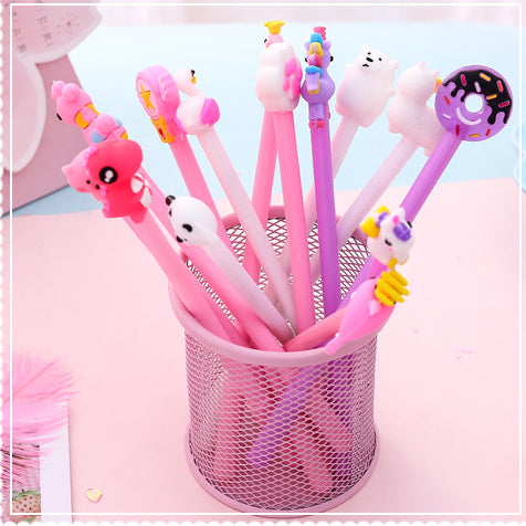 Cute Cartoon Multicoloured Neutral Pens Set of 3 (colour styles random)