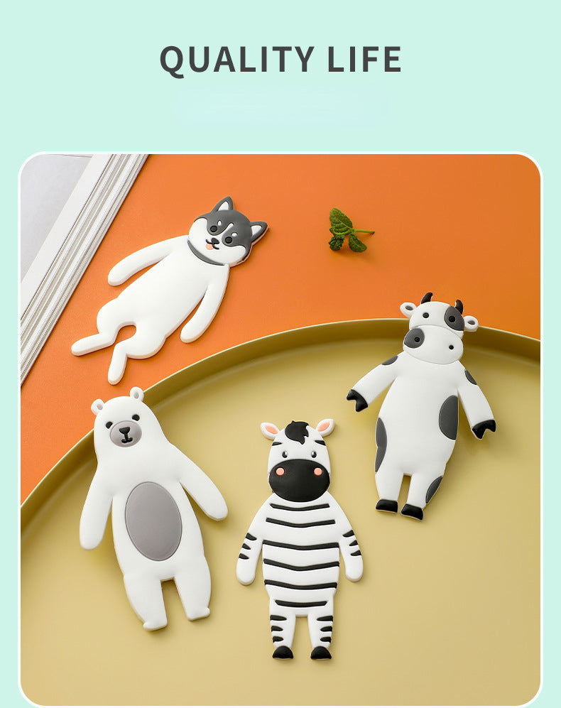 4 cute animal fridge stickers (bear+cow+zebra+dog)