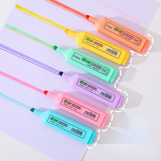 Solid colour letter chiselled tip highlighter set (6 colours)