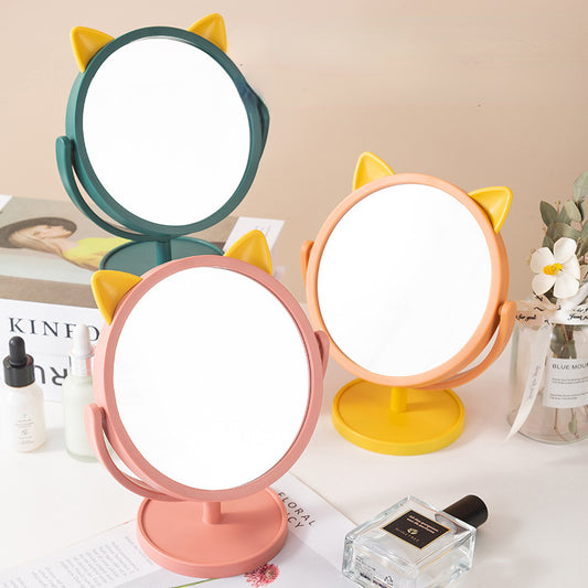 Fun cat ear desktop cartoon portable makeup mirror