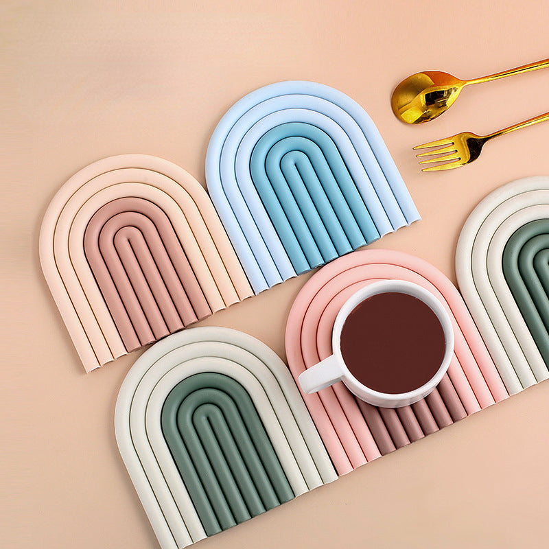 Scandinavian style rainbow insulation removable coasters (4pcs / set)