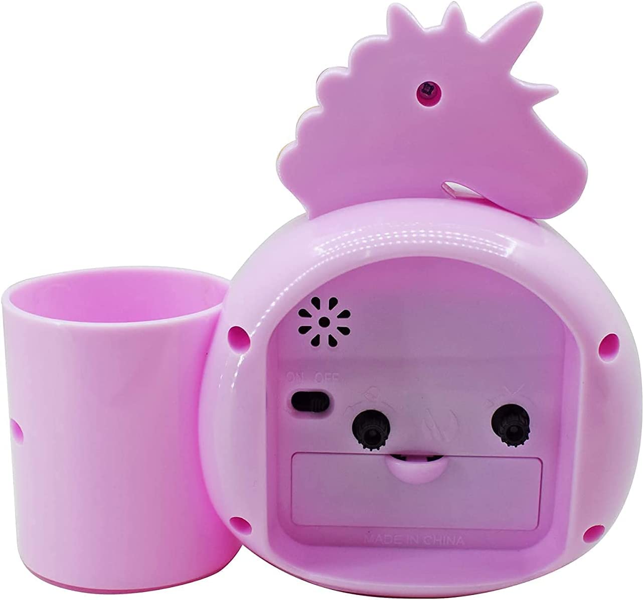 Cartoon unicorn animal plastic with pen holder alarm clock