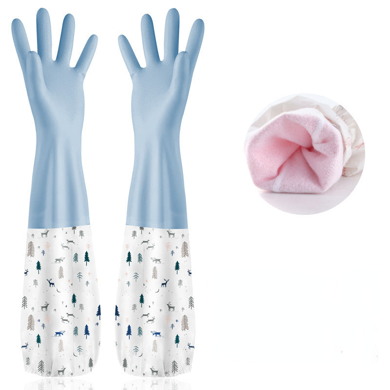 Winter thickened rubber dishwashing gloves