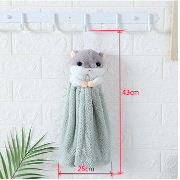 Cute cartoon squirrel coral fleece hangable towel