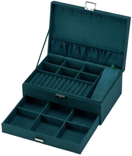 Two-Layer Suede Leather Jewelry Box