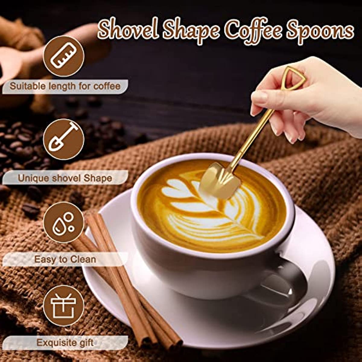 6PCS creative vintage spatula coffee spoon