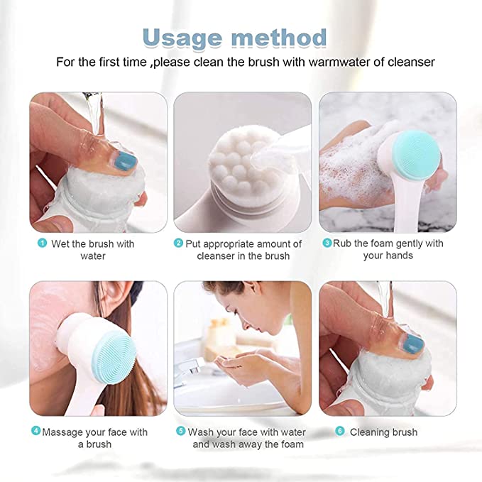 Double-ended manual facial cleansing brush (2pcs/set)