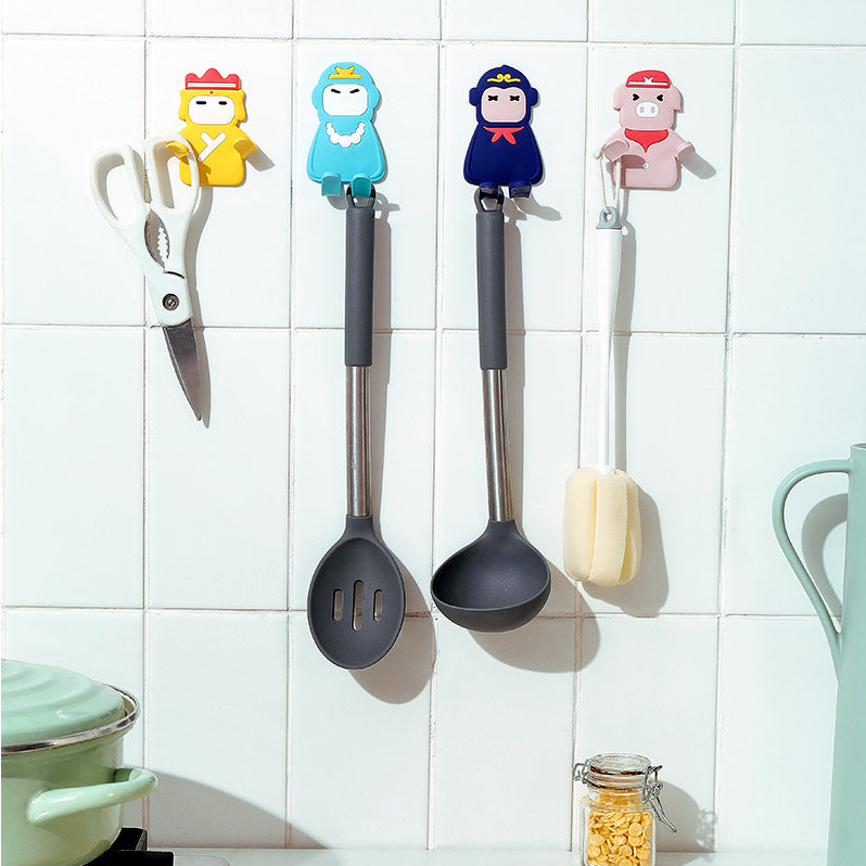 Creative Journey to the West Character Soft Rubber Sticky Hooks (4pcs/set)