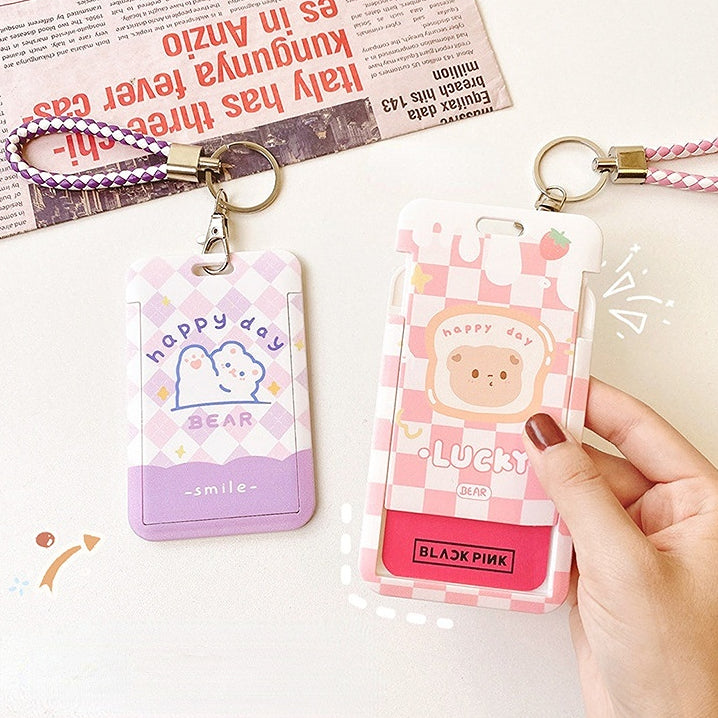 Cartoon slider multifunctional portable card holder