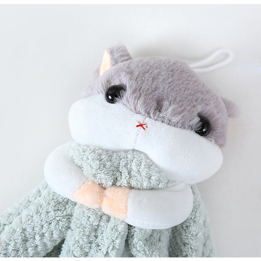 Cute cartoon squirrel coral fleece hangable towel