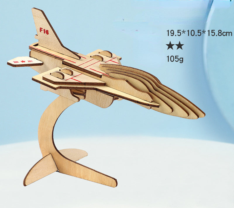 Children's cartoon 3D wooden military educational toys puzzle