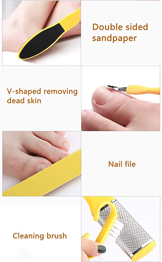 10 in 1 Yellow Exfoliating Foot Board Scrubbing Foot Scrubbing Tool Set