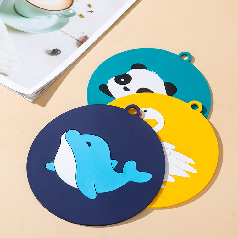 Cute animal silicone anti-scalding placemats coasters (set of 4)