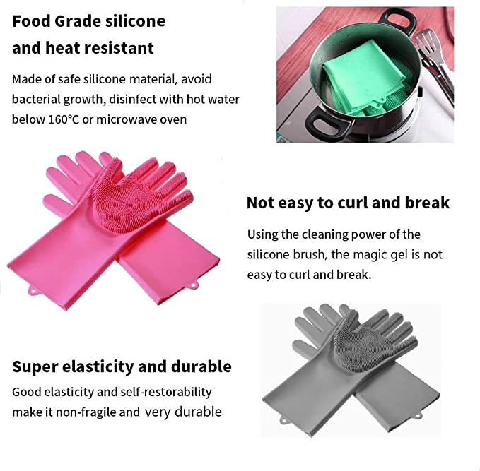 Anti-slip and wear-resistant silicone dishwashing gloves