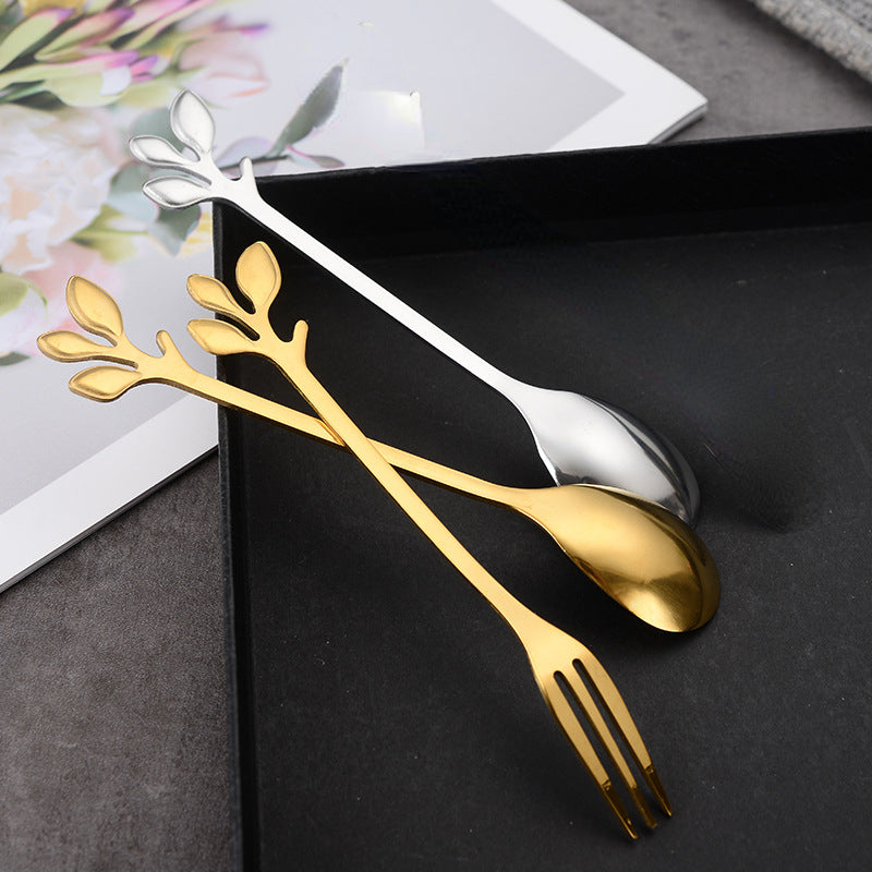 Stainless Steel Leaf Coffee Stirring Spoon