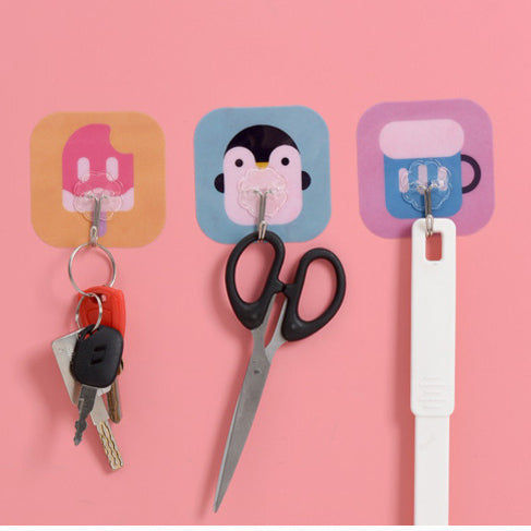 Cartoon sticky hooks 10pcs set (pattern random)