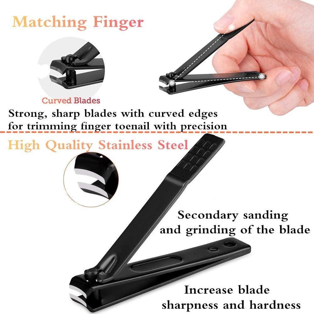 Stainless Steel Black Nail Clipper 7 Piece Set