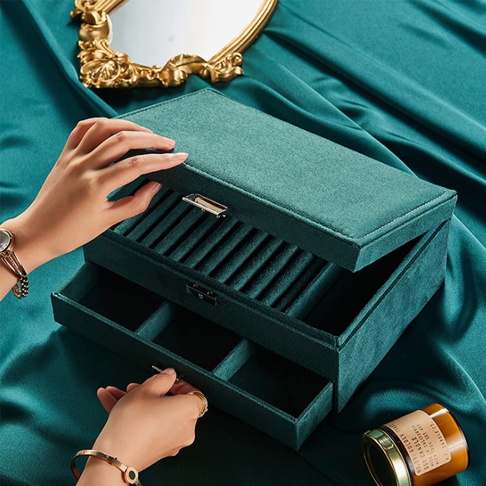 Two-Layer Suede Leather Jewelry Box