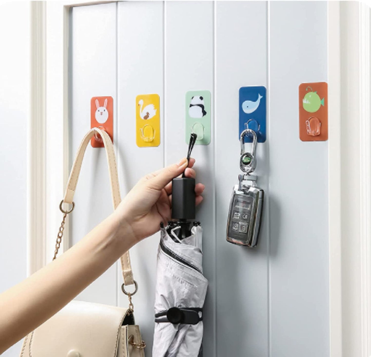 Creative cartoon crystal non-marking sticky hook（8pcs/set）