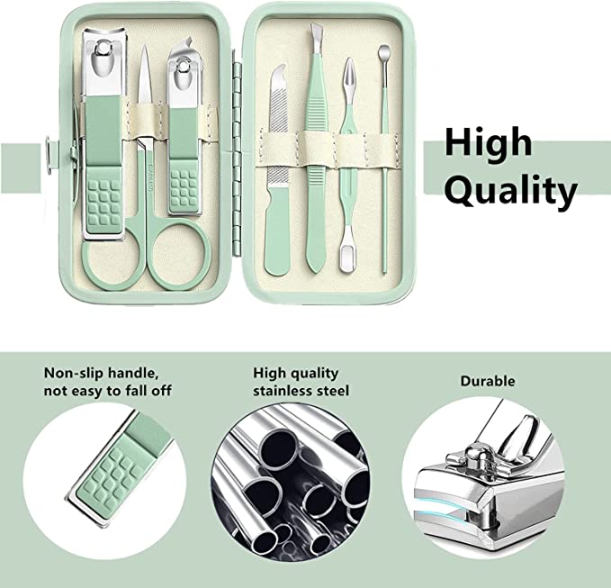 Stainless steel green nail clipper 7-piece set