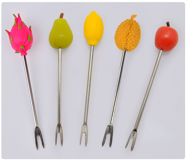 Creative mini barrel fruit fork set