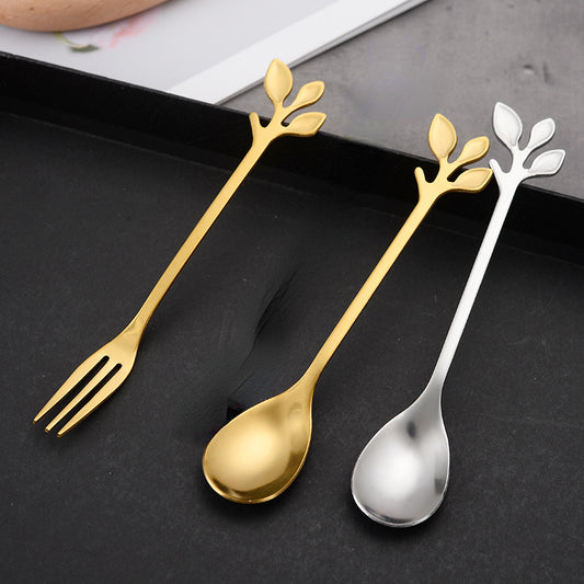 Stainless Steel Leaf Coffee Stirring Spoon