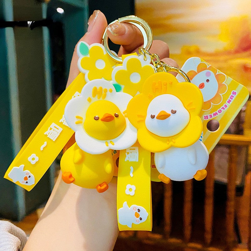 Sunflower duckling series of cute creative keychain charm