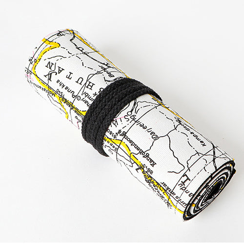 Map canvas print simple roll pencil pouch