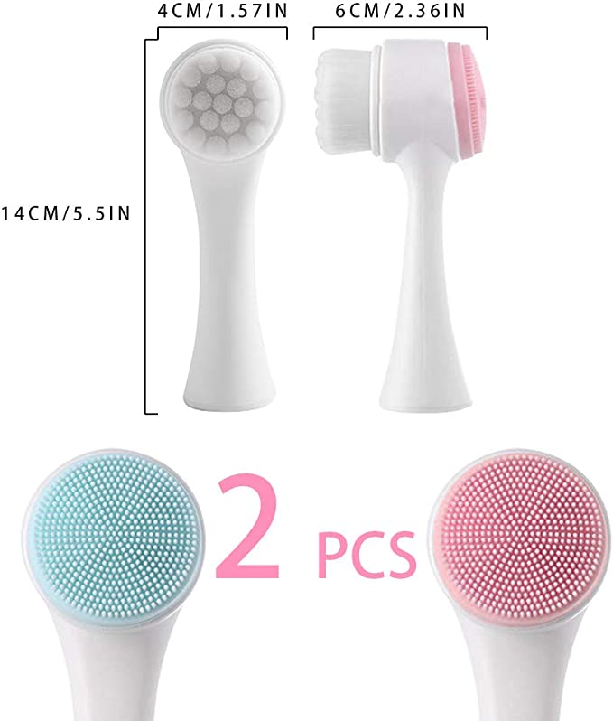 Double-ended manual facial cleansing brush (2pcs/set)