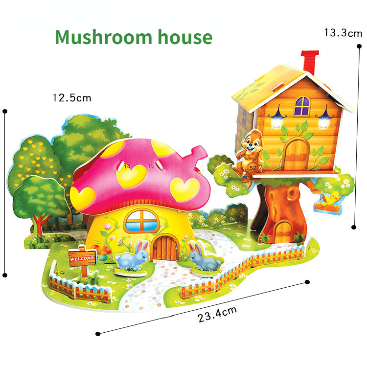 Children's cartoon 3D paper  building puzzle