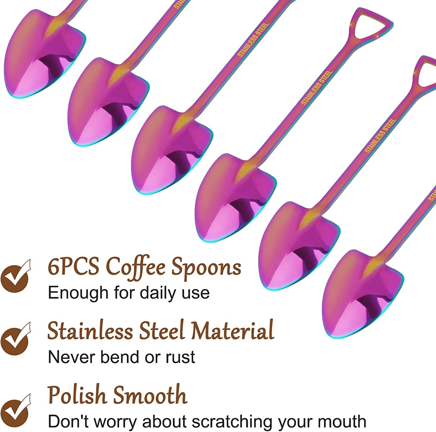 6PCS creative vintage spatula coffee spoon