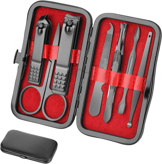 Stainless Steel Black Nail Clipper 7 Piece Set