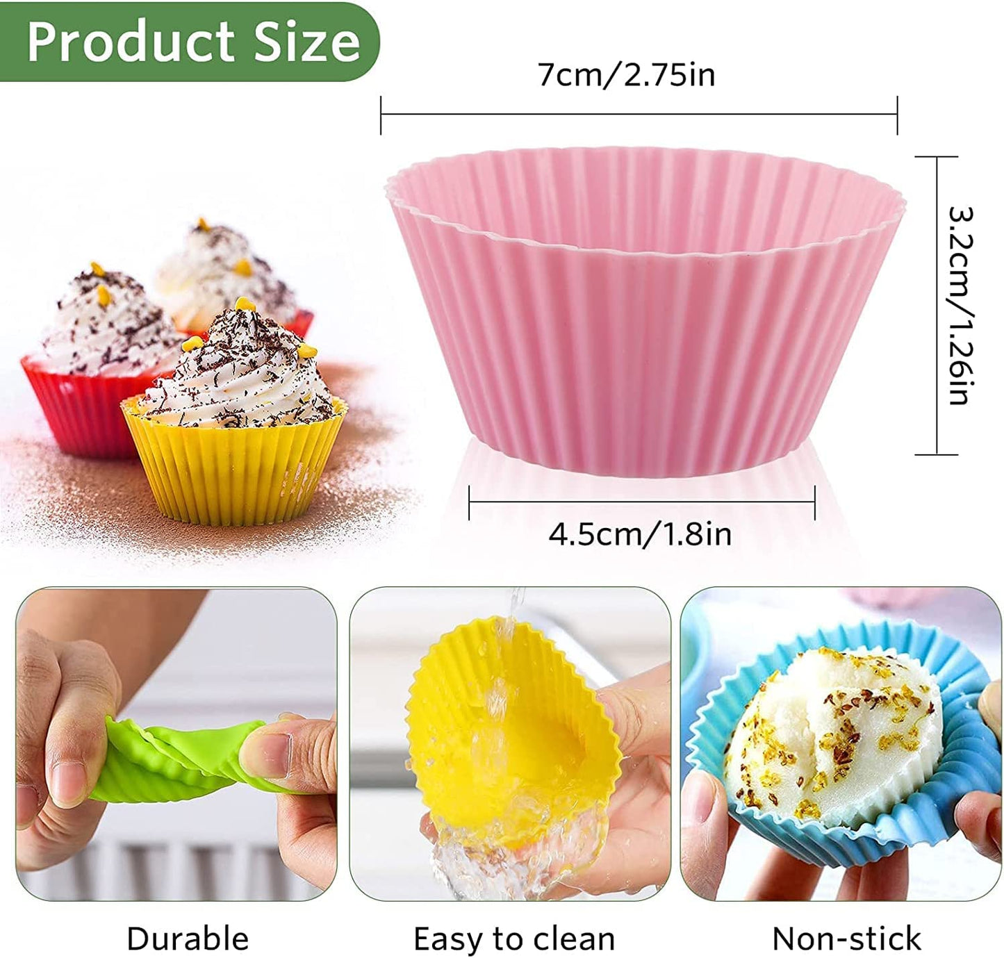 Colorful silicone muffin molds(10 pcs)