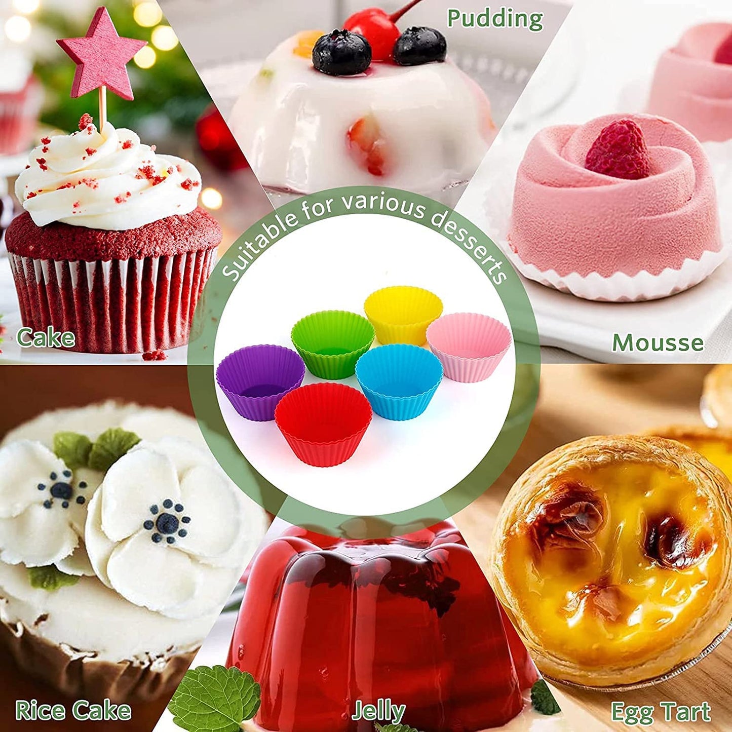 Colorful silicone muffin molds(10 pcs)