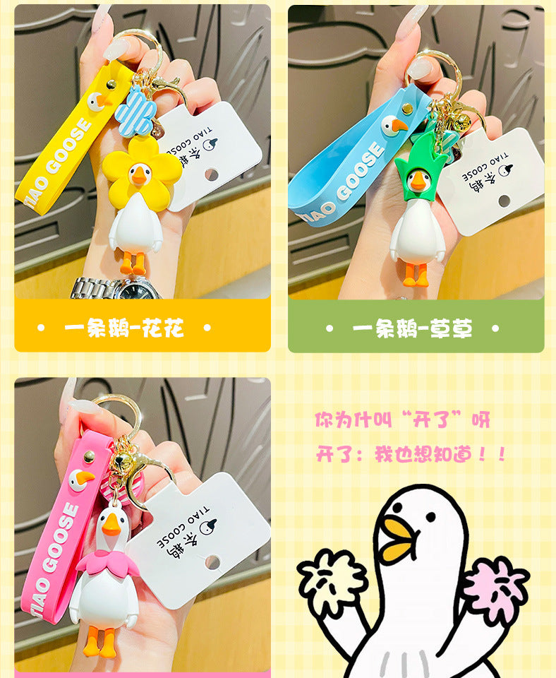 Cute cartoon goose keychain