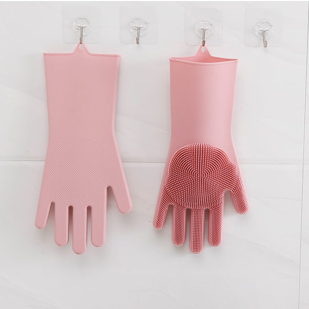 Anti-slip and wear-resistant silicone dishwashing gloves