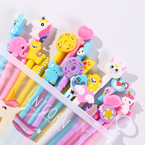 Cute Cartoon Multicoloured Neutral Pens Set of 3 (colour styles random)