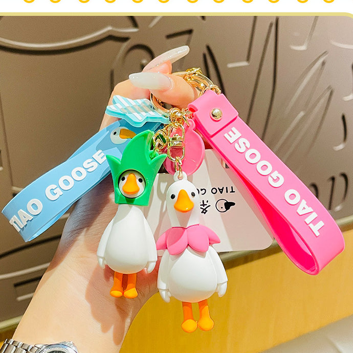 Cute cartoon goose keychain