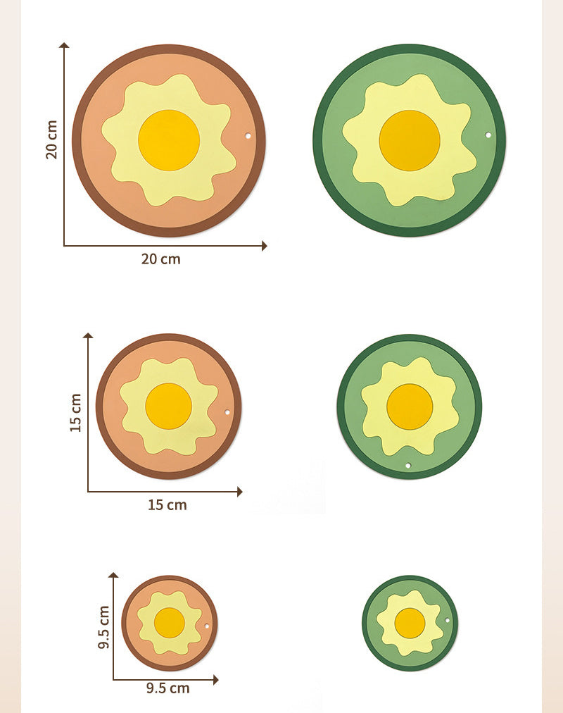 Creative and cute PVC soft silicone round insulation pads (1 large 1 medium 1 small round / set)