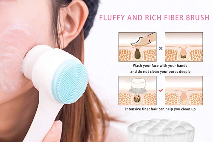 Double-ended manual facial cleansing brush (2pcs/set)