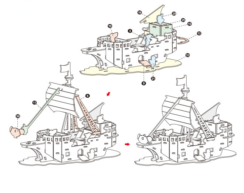 Children's paper 3d pirate ship three-dimensional puzzle