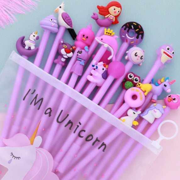 Cute Cartoon Multicoloured Neutral Pens Set of 3 (colour styles random)