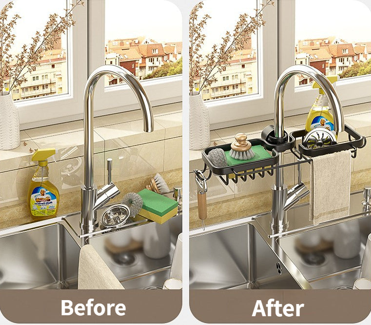 Kitchen faucet shelf